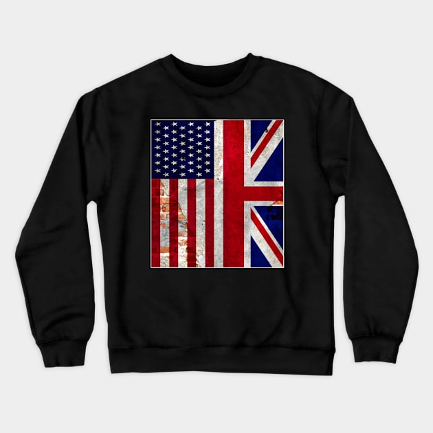 Flag amirica with flag england Tshirt  gift for lover amirica and angland Crewneck Sweatshirt by Mima_SY